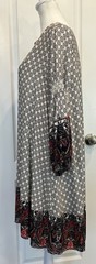 UMGEE Womens Dress Small VNeck 3/4 Sleeve Bohemian Whimsical Peasant Folk Tribal