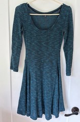 American Eagle Dress with Slip Fit and Flare Teal and Black Striped Size Small