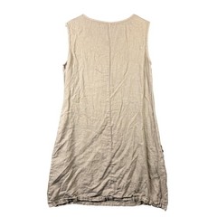 Cut Loose Womens Linen Cotton Sleeveless Shift Dress Beige Pockets L 5700716