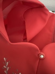 Periwinkle Coral Red Embroidered Midi Dress Women’s Size 12 Short Sleeve Floral
