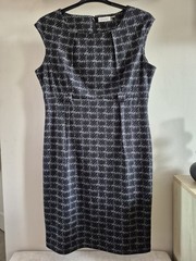Calvin Klein Grey & Black Patterned Sheath Pencil Dress UK 12 Office Work