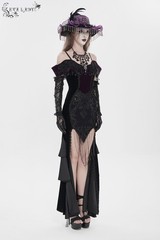 Devil Fashion Gothic Victorian &lsquo;Vampire Masquerade&rsquo; Purple Black Velvet Gown 2XL