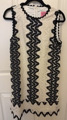 kate spade new york Ivory Black Striped Lace Round Neck Sleeveless Zip Shift 6