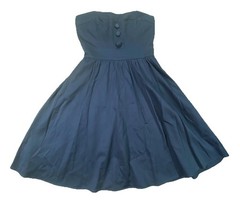 Teeze Me Dress Womens 7 Blue Cotton Stretch Pleated Off-the-Shoulder Back Zip