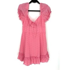 B. Darlin Pink Eyelet Cotton Mini Sweetheart Dress Size 9/10 Coquette Barbiecore