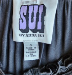 Sui by Anna Sui Cocktail Party Bow Midi Dress Fit-Flare Sheer-Fabric Black Sz.S