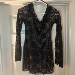 Women’s Lace Dress Off Shoulder Mini Slim Dress Size Small Color Black
