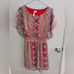 Alya Small Dress Bohemian Gauzy Spring Summer Vacation Cruise Travel Boho Red