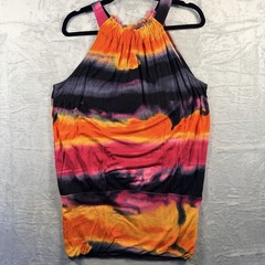 NWT Express Tie Dye Halter Ruched Mini Dress/Top Sleeveless Multicolor Women M