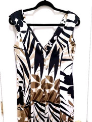 NEW Maggy London Sleeveless Dress 8 Medium SILKY Gold Beige Black Ruch Side Zip