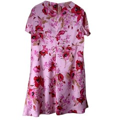 Talbots Plus Petite 20WP Pink Poppy Floral Satin Empire Waist Shift Dress