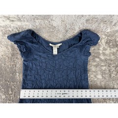 Max Studio Size M Textured Chic Abstract Knee Length Scoop Neck Dress Navy