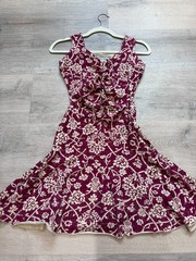 Effie&rsquo;s heart sleeveless Burgundy floral dress, XS, Pima cotton blend