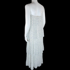 NWT Samsoe Samsoe Womens Large White Pleated Blue Polka Dot Maxi Dress Tatiana