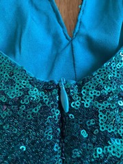 Hello Molly Teal Sequin Glitter Gypsy Mini Dress XS NWT