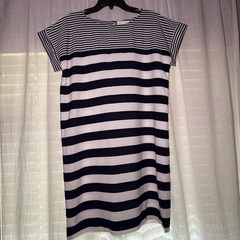 Dalia Shift Dress Womens US L Navy Blue White Striped Short Sleeve Nautical Mini