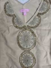 Lilly Pulitzer V neckline Fia Dress in Sand Dune w/ beading pattern Size S