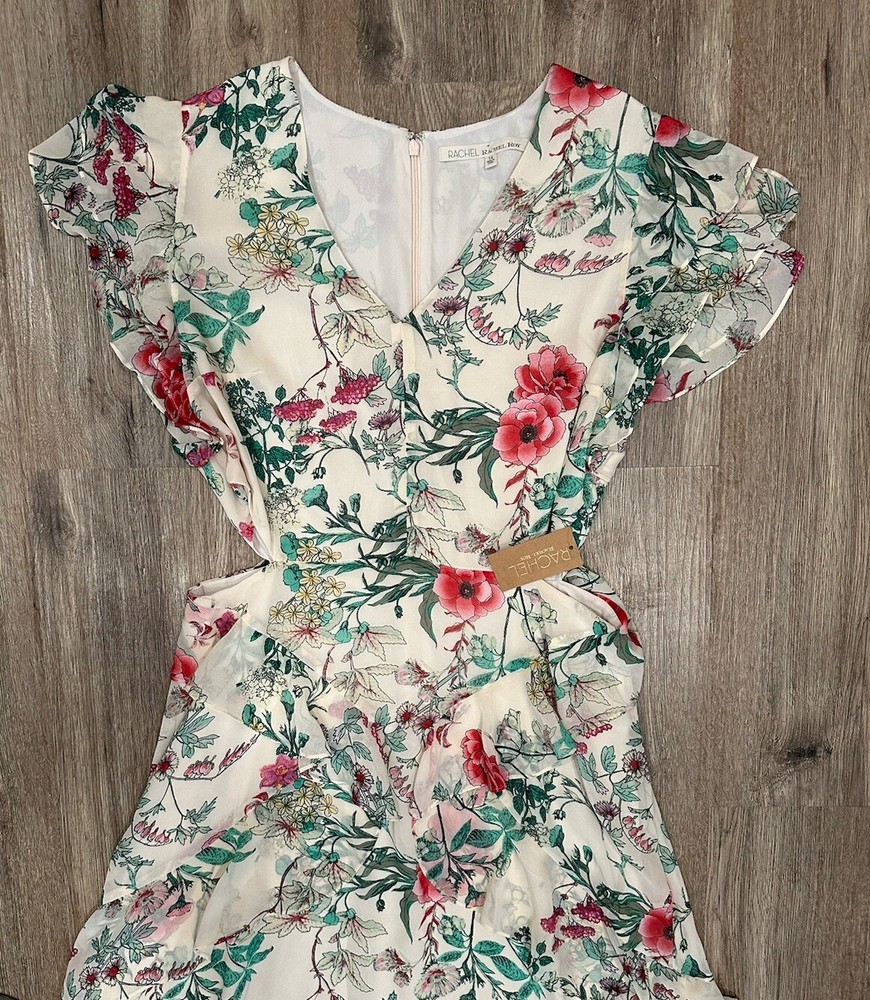 NWT RACHEL Rachel Roy April Almond Milk Floral Tiered Maxi Dress / Women’s 14