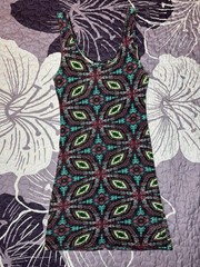 Wet Seal Y2K Women&rsquo;s Geometric Psychedelic Bodycon Sleeveless Tank Dress Size XS
