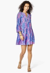 NWT Lilly Pulitzer Gabriel Borealis Blue Tropic Down Low Tunic Dress Size 8