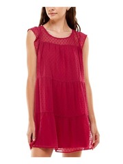 CRYSTAL DOLLS Womens Mini Dress Pink Cap Sleeve Pullover Styling Lined Juniors S