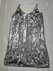 Women&rsquo;s XS Silver Sequin V-Neck Spaghetti Strap Dress by A New Day