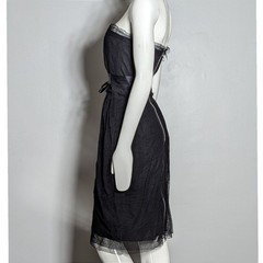 Lanvin Ete 2008 Resort Strapless Silk Wool Tulle Dress Black FR 38 France