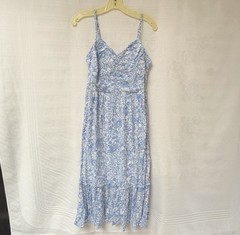 The General Good Blue Floral Maxi Dress Summer Cottagecore Beachy Boho Flowy