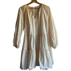 H&M Oversized Butter Yellow & White Striped Peasant Dress Women’s SMALL Coastal