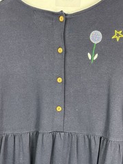 Quacker Factory Maxi Dress Large Navy Angel Flowers Embroidered Pockets