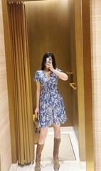 Sandro printing single-breasted Lapel dress + Slip dress for Women