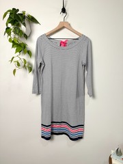 Lilly Pulitzer M Noelle Bayside Navy Stripe Pima Cotton Dress Coastal Preppy