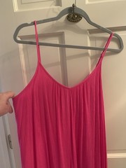 Z Supply Solid Pink V-Neck Strappy Sleeveless Adjustable Rayon Maxi Dress M