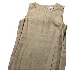 Amanda Smith Maxi Dress Women’s Size 14 Pure Linen Beige Sleeveless Vintage A1