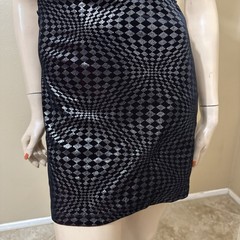 Women’s Black Polyester Cocktail Summer Open Stretch Slim Mini Size L Sundress