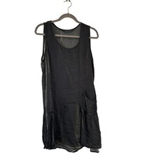 Cutloose Medium Sleeveless Lagenlook Slip Shift Dress Black Gold Iridescent Cupr