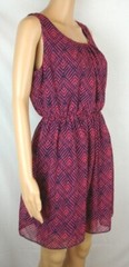 A. Buyer Navy & Pink Geometric Patterned Sleeveless Dress Women&rsquo;s Size Medium