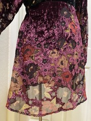Free People Last Letter Velvet Burnout Mini Dress Sz L Floral Boho Burgundy Mesh