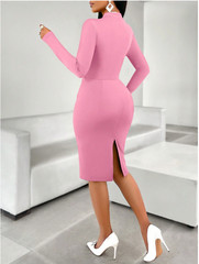 Pink SOLERSUN Elegant Hip-Hugging Dress For Commuter Ladies Sz XS S M L XL XXL