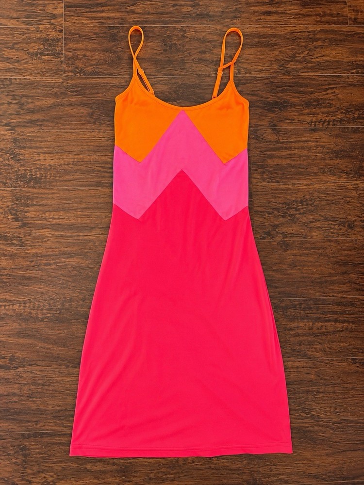 Boston Proper Colorblock Bodycon Sundress Pink Orange Sz:M