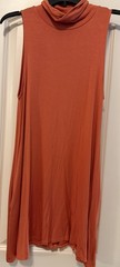 Boho Jane Orange Solid Knit Rayon Cowl Neck Tank Dress Knee Length S