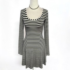 Vintage 1990’s Betsey Johnson Black & White Striped Mini Dress S Grunge Goth