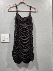superdown Black Ruched Mini Bodycon Dress Sleeveless Size Small