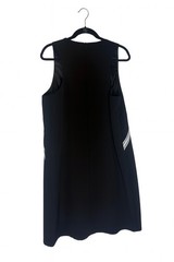 Kelly & Diane Black Geometric Trim Sheath Dress Sz 16 Sleeveless V-Neck Cocktail