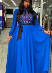 Women&rsquo;s Turkish Rhinestone Maxi Dress V-Neck Front Slit Formal Evening Gown