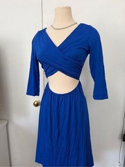 Forever 21 Royal Blue Long Sleeve Cutout Wrap Dress