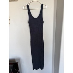 Cotton On Womens Ribbed Knit Midi Dress Charcoal Grey Sleeveless Bodycon Medium