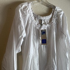NWT Covington White Swiss Dot Peasant Summer Dress L Long Sleeve Flowing Classic