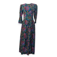 LANZ Jacobian Princess Cut Dress Sz 6 NWTs Teal 80s 90s Vintage