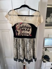 Lucky Thirteen &lsquo; Booby Trap Lounge&rsquo; Burlesque Graphic Lace Mini Dress Vintage